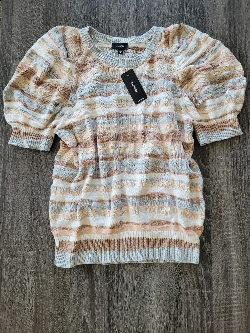 NWT Express Striped Puff Sleeve Sweater